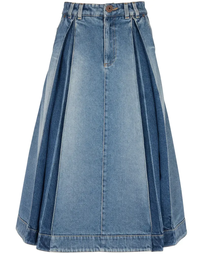 Balmain Jeansrock mit Falten - Blau Blau