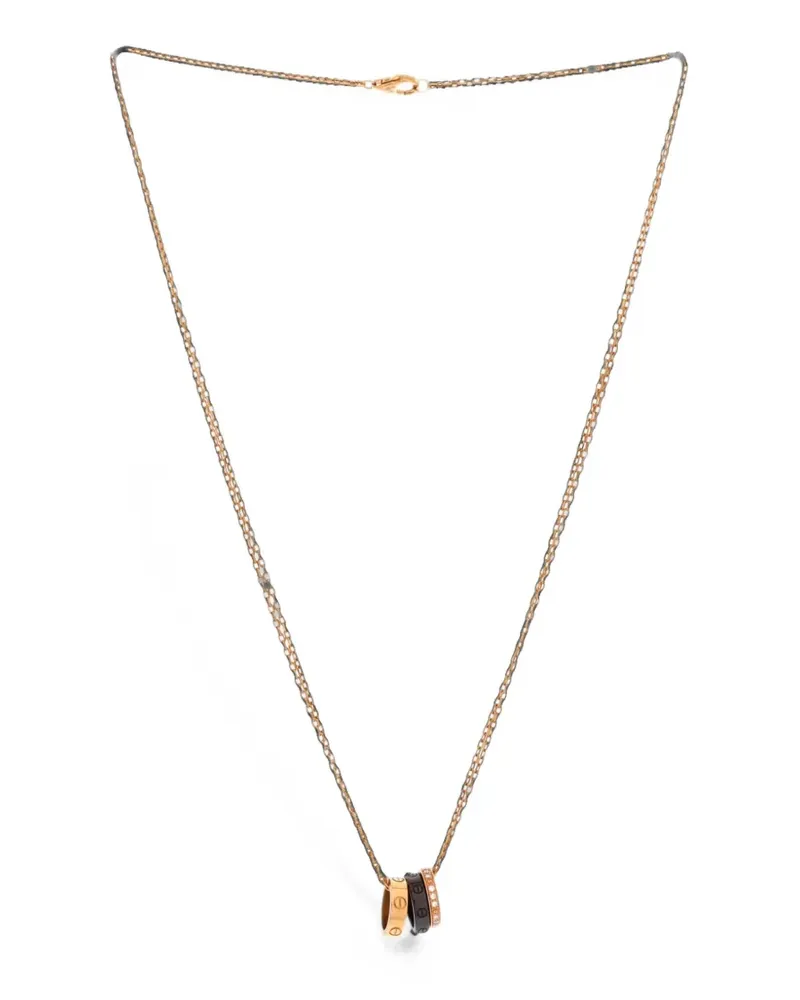 Cartier Love 3 Ring Pendant 18K Rose Gold and Ceramic with Diamonds necklace - Rosa Rosa