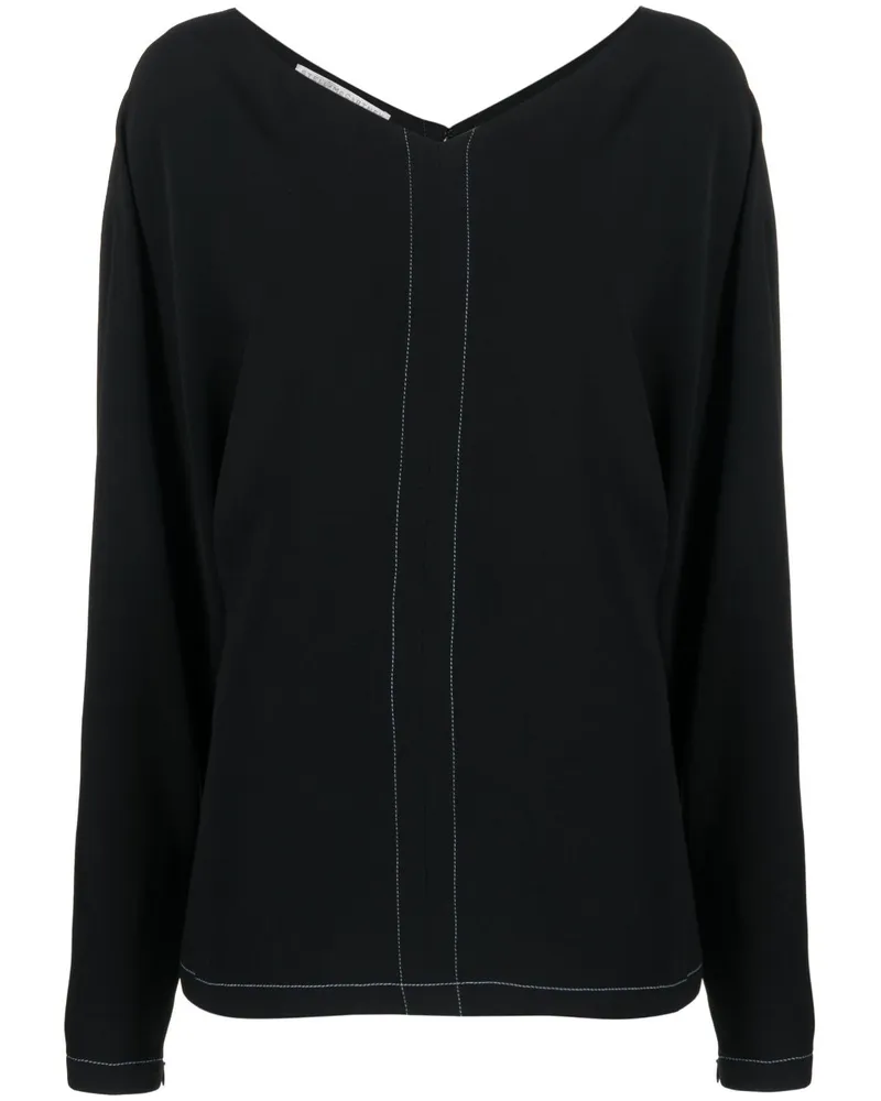 Stella McCartney Bluse mit V-Ausschnitt - Schwarz Schwarz