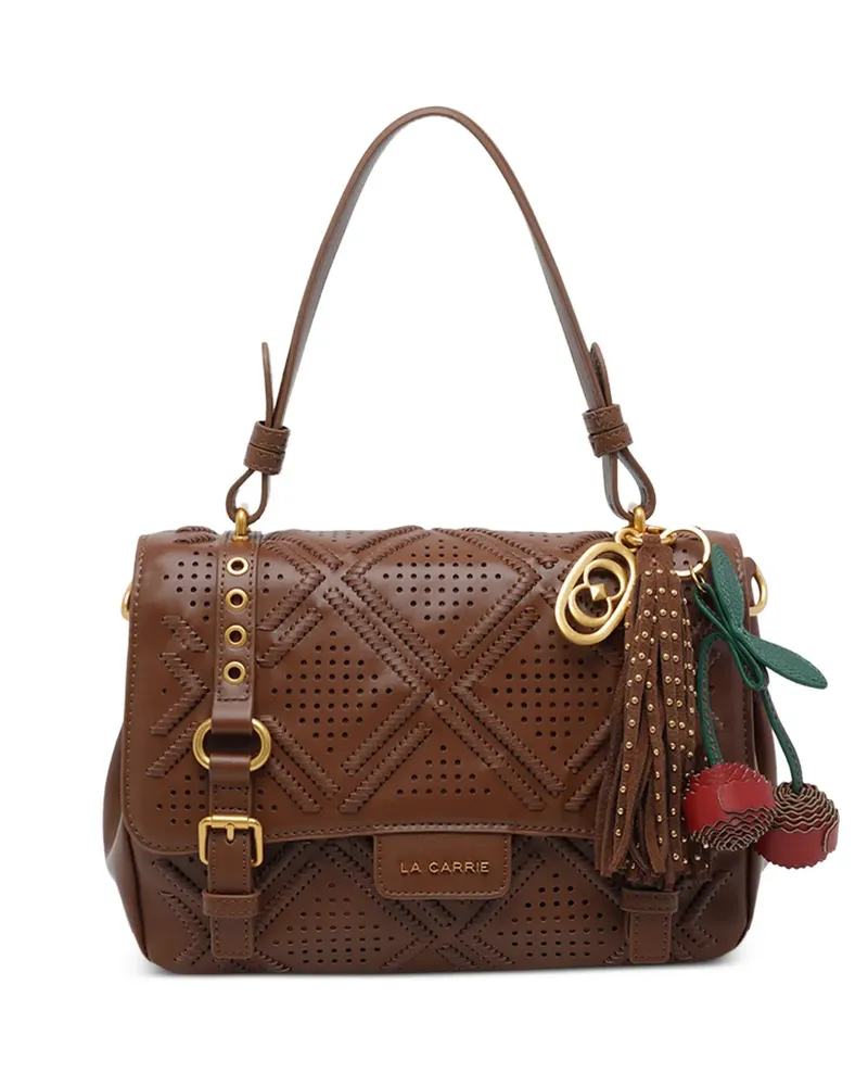 LA CARRIE Labyrinth Atena leather shoulder bag - Braun Braun