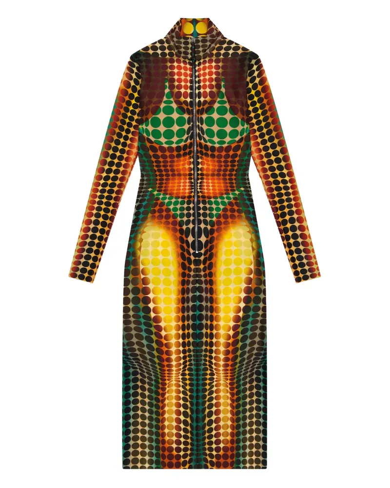 Jean Paul Gaultier Midikleid mit Stehkragen - Gelb Gelb