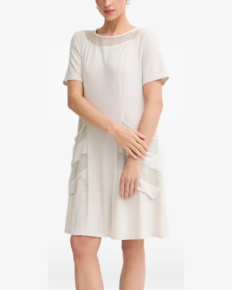 Joseph Ribkoff mesh-panel short-sleeve mini dress - Nude Nude