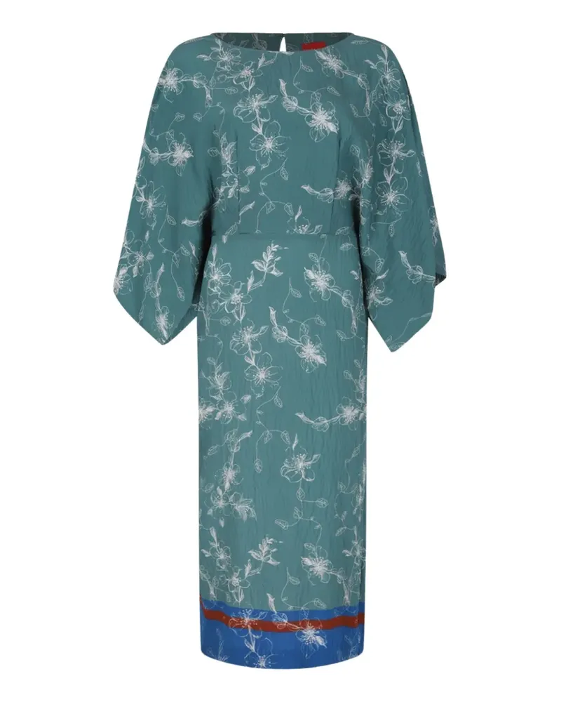 ..,merci floral-print wide-sleeve dress - Blau Blau