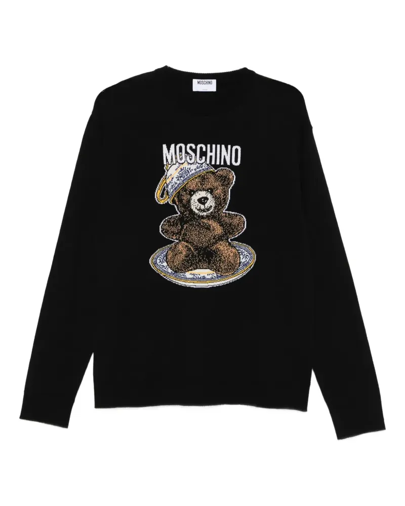 Moschino Pullover mit Teddy-Intarsie - Schwarz Schwarz