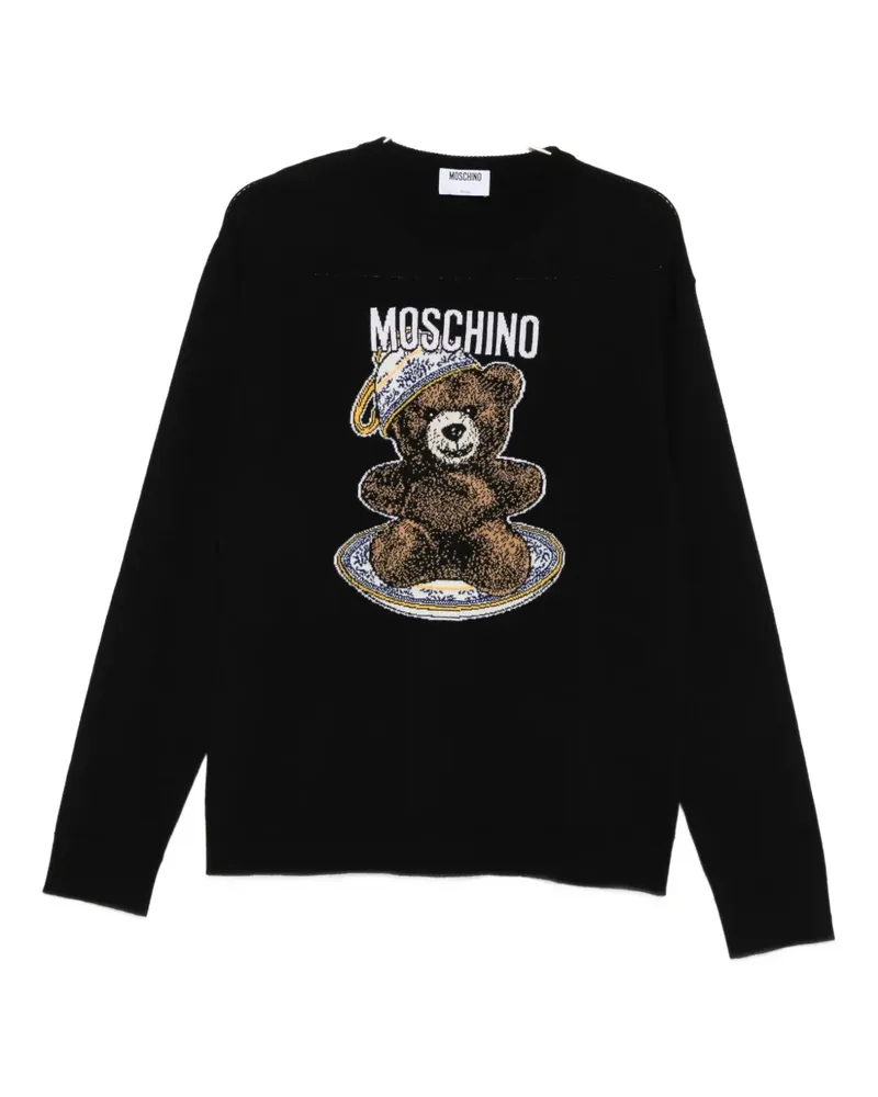 Moschino Pullover mit Teddy-Intarsie - Schwarz Schwarz