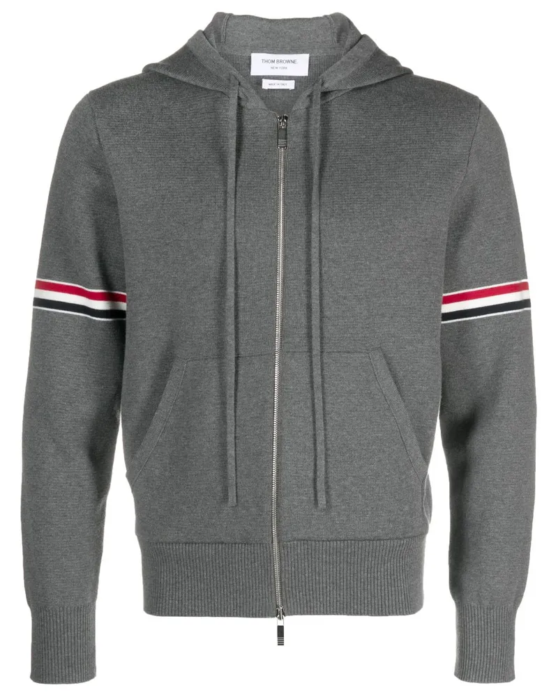 Thom Browne Gestreifte Kapuzenjacke - Grau Grau