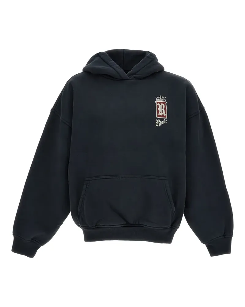 RHUDE logo-print cotton hoodie - Blau Blau