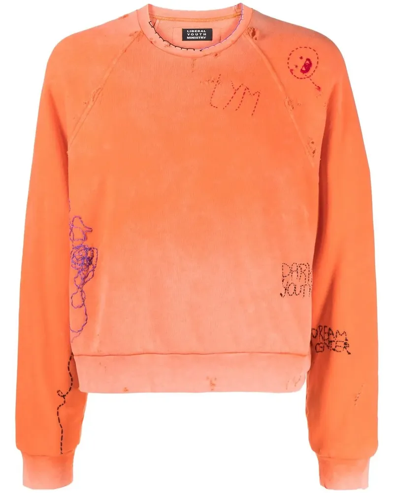Liberal Youth Ministry Sweatshirt im Distressed-Look - Orange Orange