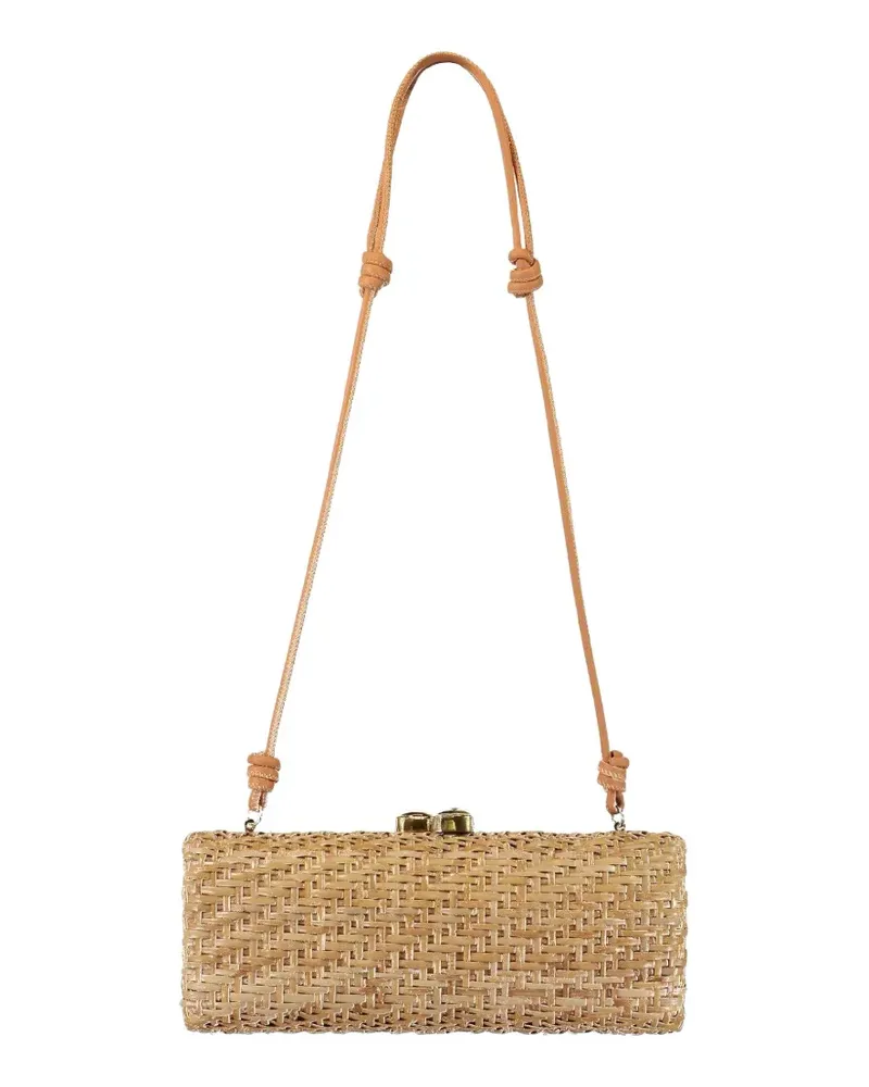 Poolside The Nantucket woven top-handle clutch bag - Nude Nude