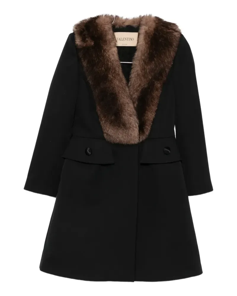 Valentino Garavani faux-fur collar coat - Schwarz Schwarz