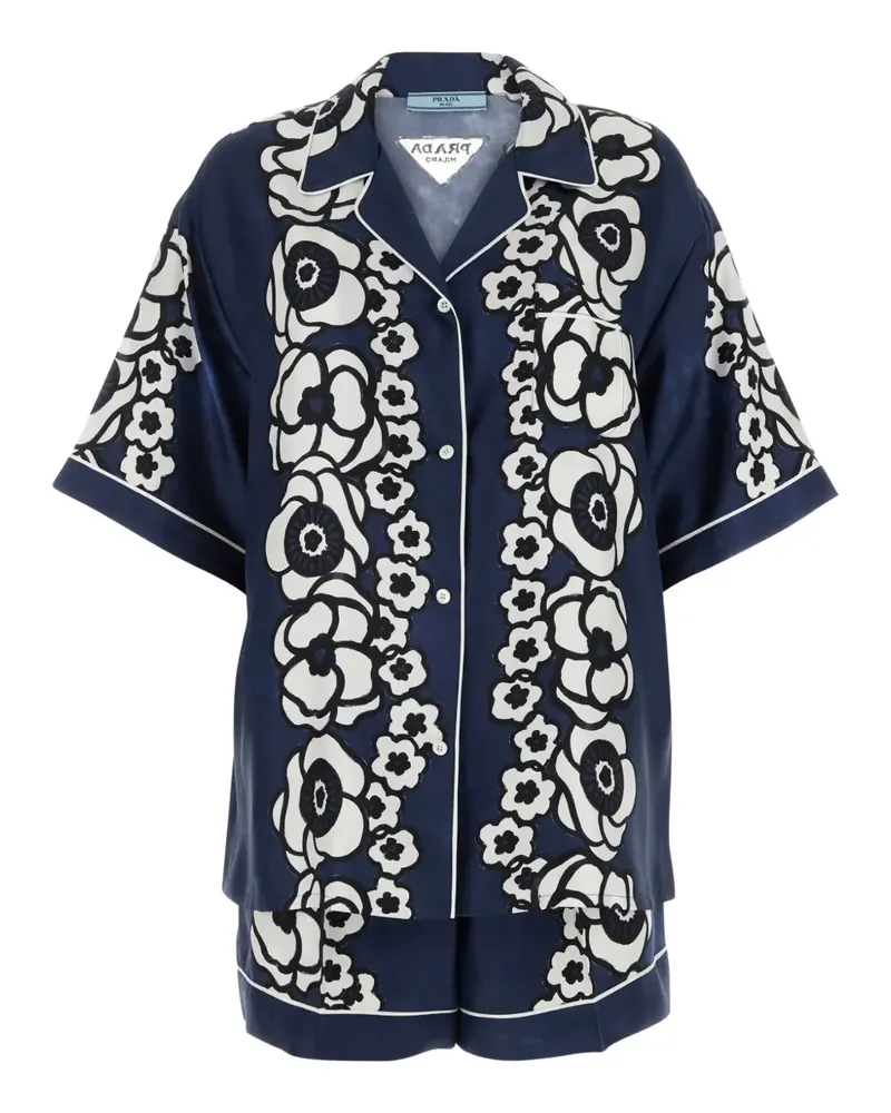 Prada Pyjama mit Blumen-Print - Blau Blau