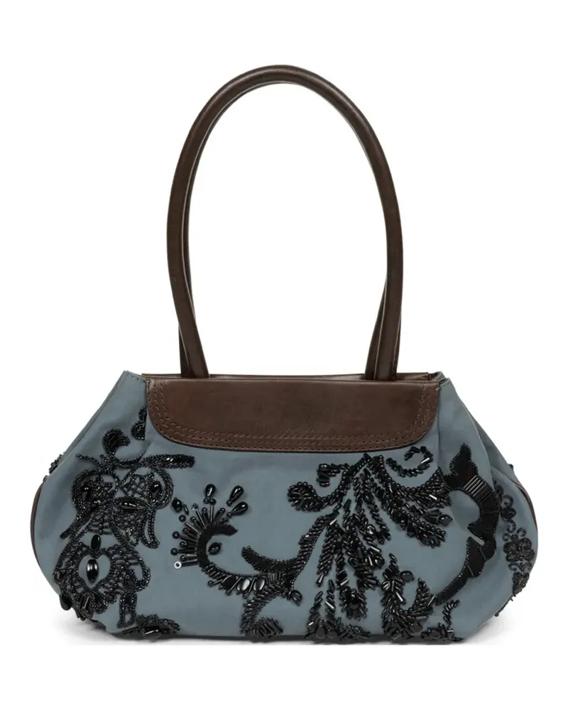 Dries van Noten Mini Schultertasche mit Stickerei - Blau Blau