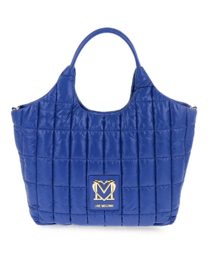Moschino logo-patch tote bag - Blau Blau