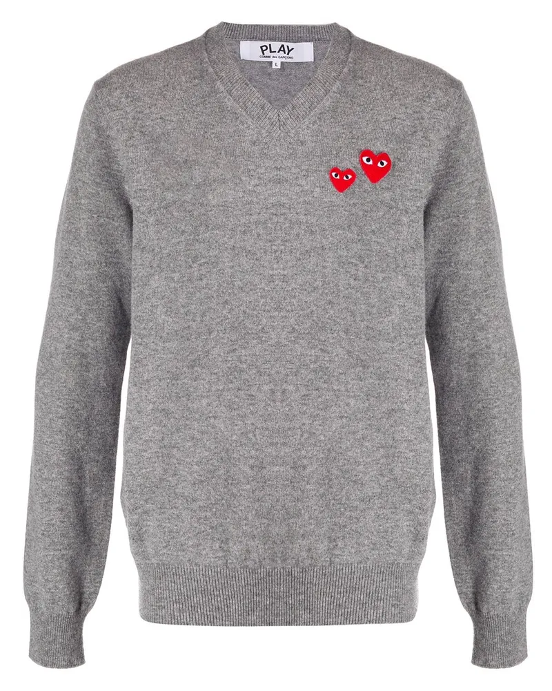 Comme des Garçons Pullover mit Herz-Patches Grau