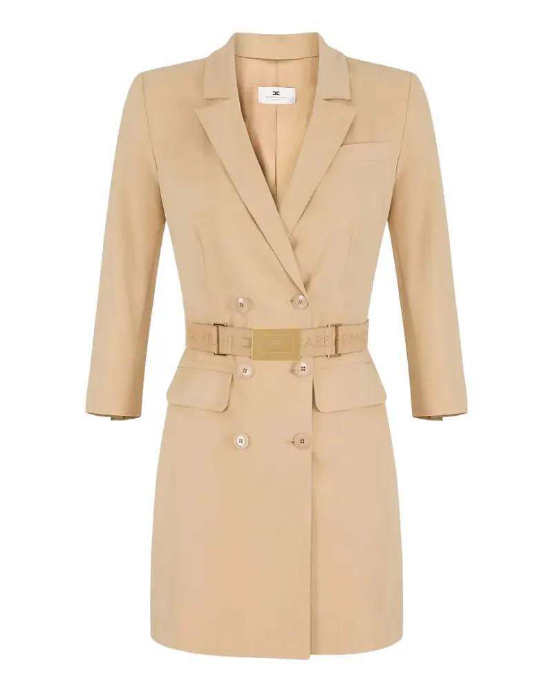Elisabetta Franchi lapel belted mini dress - Nude Nude