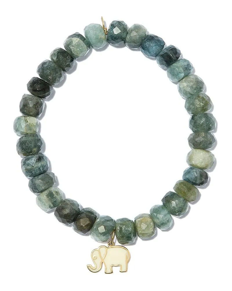 Sydney Evan Perlenarmband aus Aquamarin mit 14kt Gelbgold-Elefant Gold