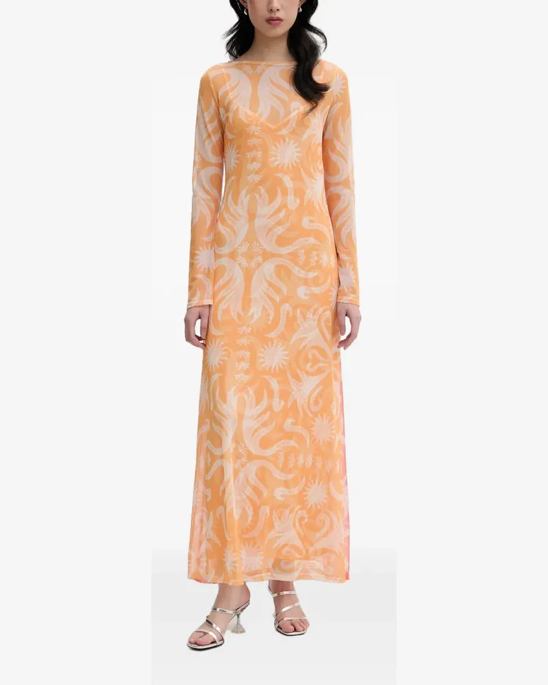 Never Fully Dressed Kleid mit grafischem Print - Orange Orange