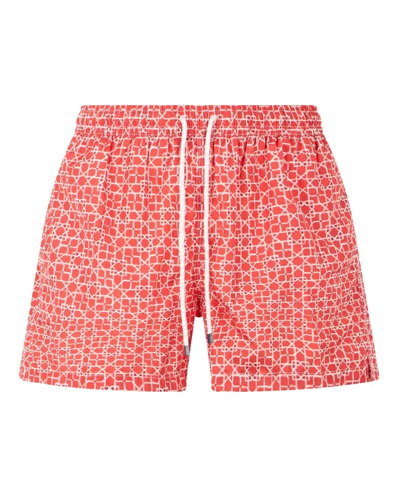 Fedeli geometric-pattern drawstring swim shorts - Rot Rot