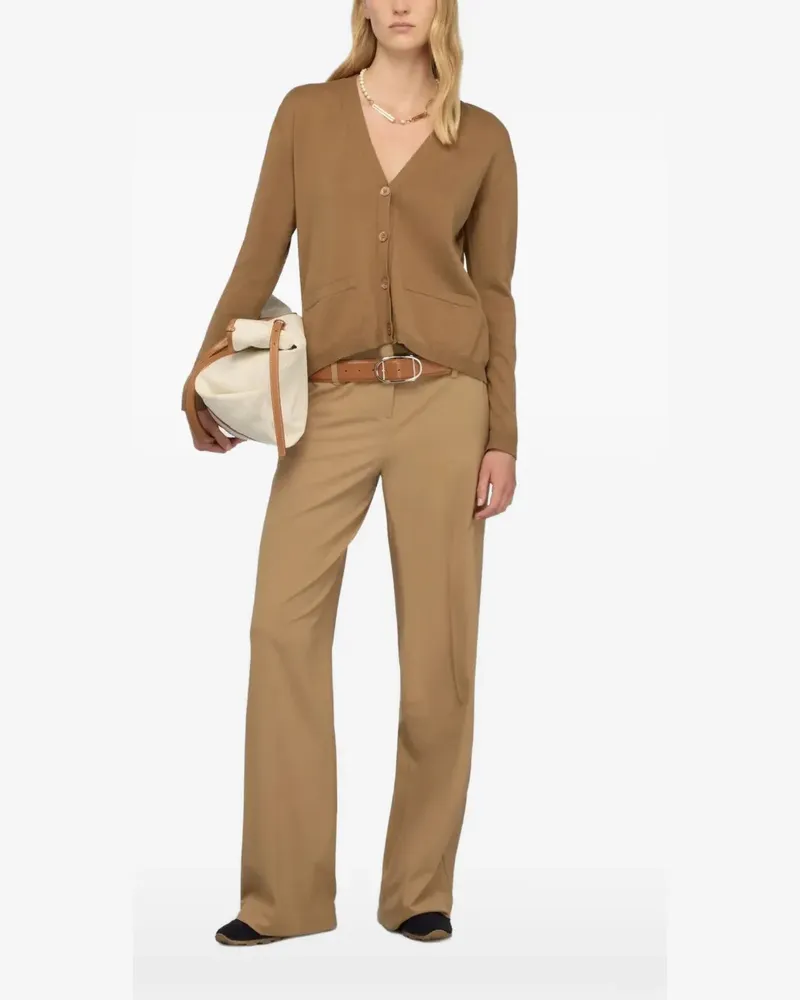 Semicouture pleated-panel V-neck cardigan - Braun Braun