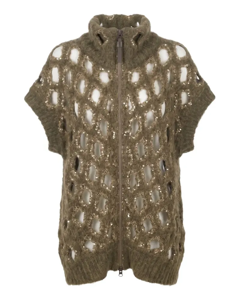 Brunello Cucinelli sequin-embellished open-knit sweater - Grün Grün