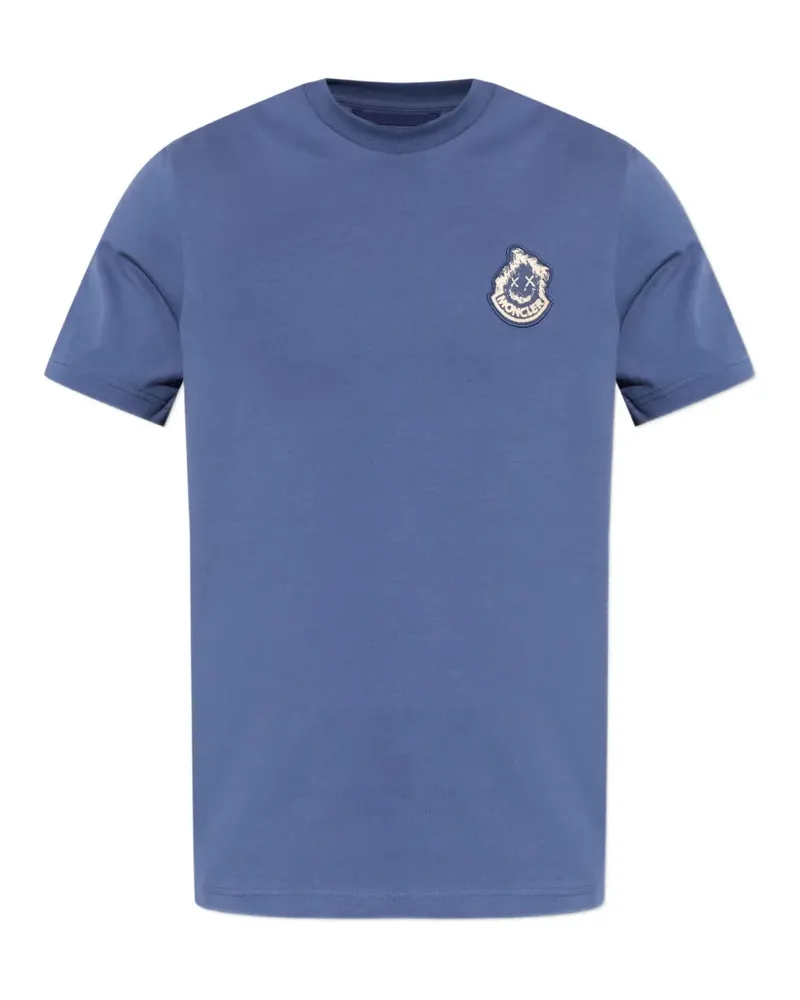 Moncler T-Shirt mit Logo-Patch - Blau Blau