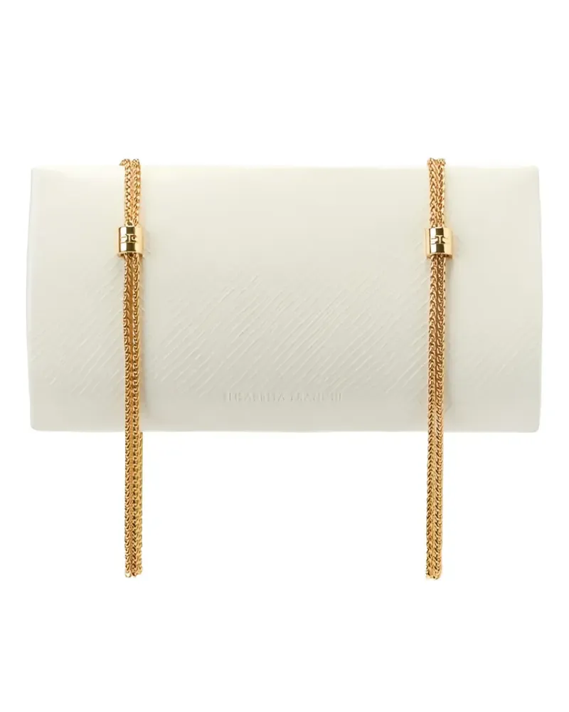 Elisabetta Franchi logo python texture clutch bag - Nude Nude