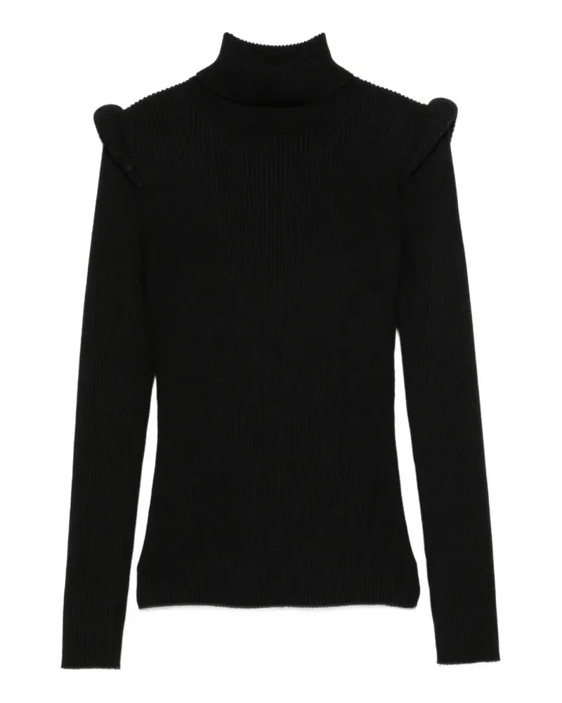 Elisabetta Franchi Gerippter Rollkragenpullover - Schwarz Schwarz