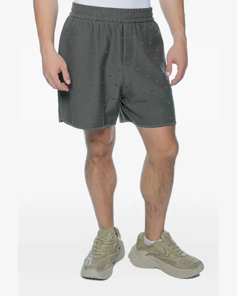 Emporio Armani monogram-pattern elasticated-waist track shorts - Grau Grau