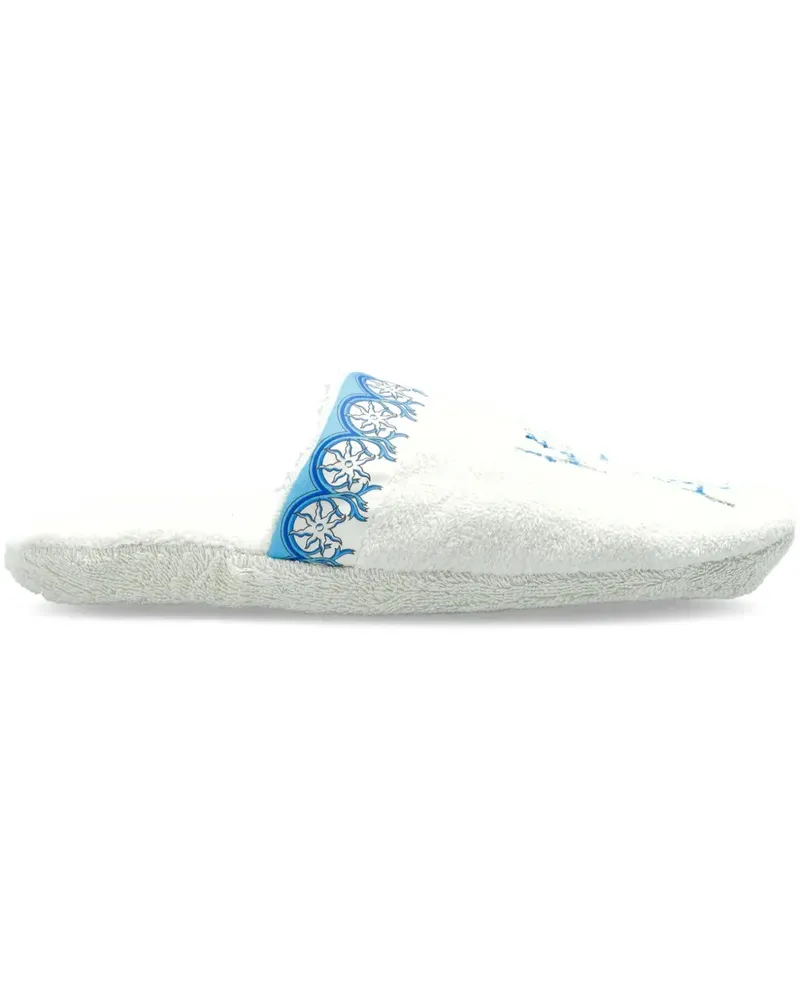 Versace Slipper mit Stickerei - Weiß Weiß