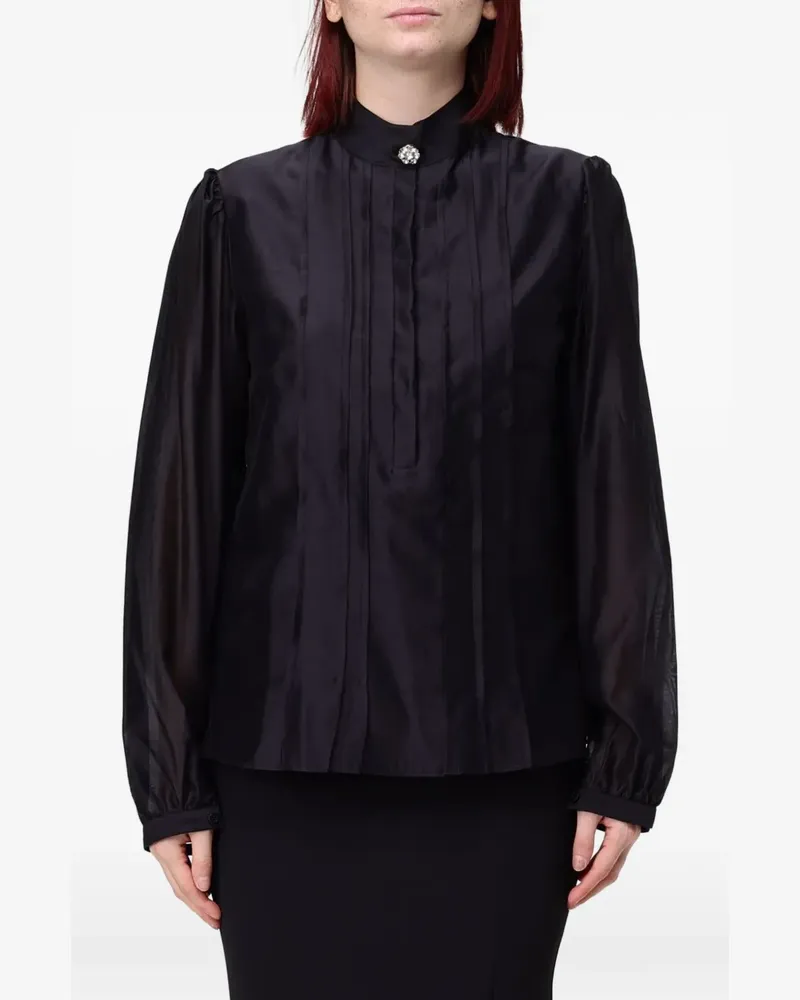 Hanita crystal-embellished pintuck-detail blouse - Schwarz Schwarz