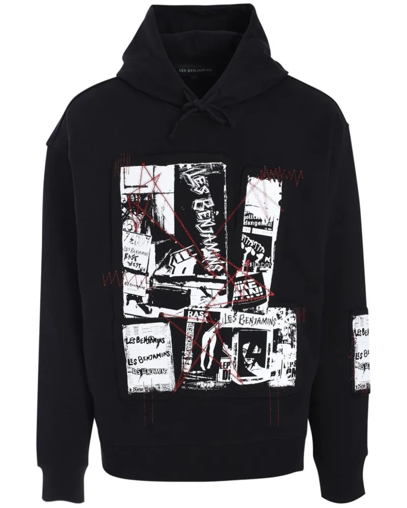 Les Benjamins Hoodie mit grafischem Print - Schwarz Schwarz