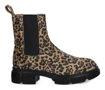 Chelsea-Boots mit Leoparden-Print - Braun