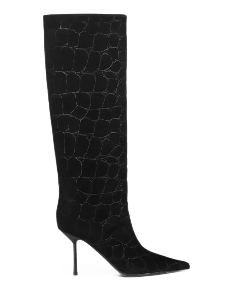 Le Silla Bella Stiefel mit Kroko-Prägung und spitzer Kappe - Schwarz Schwarz