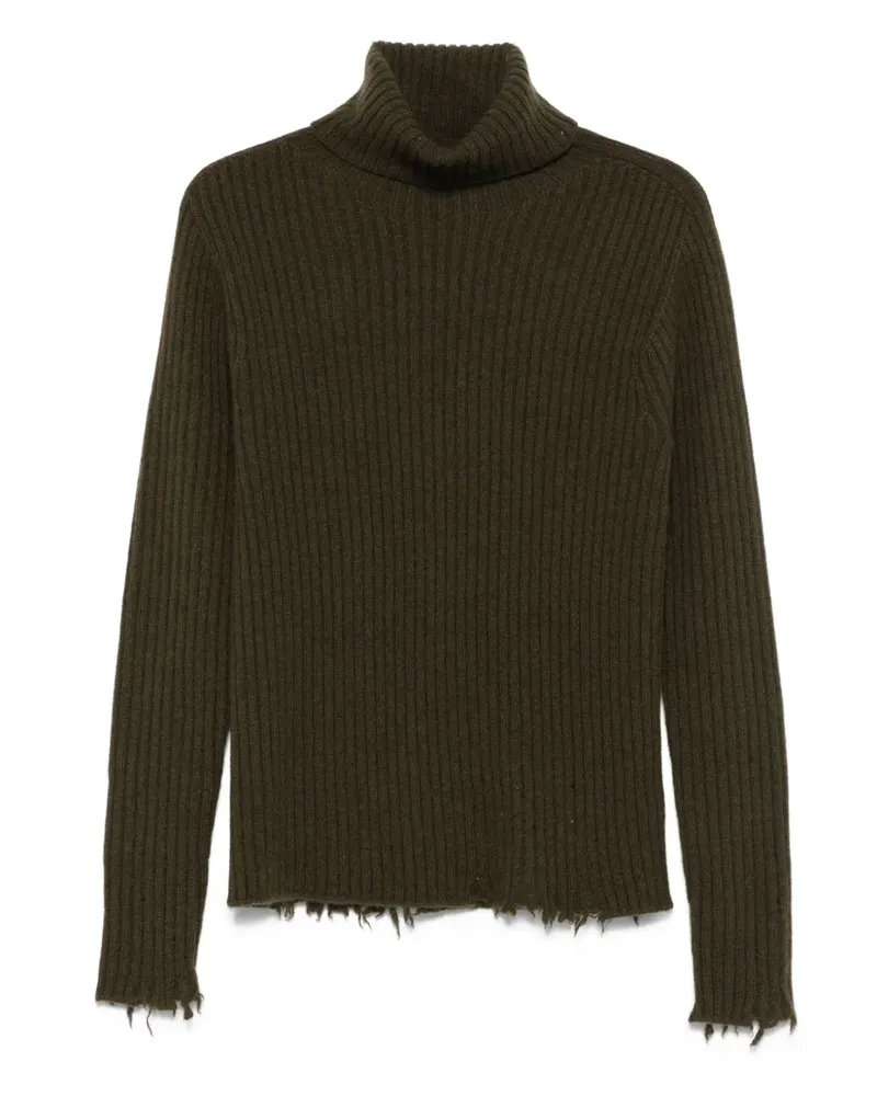 Uma Wang Gerippter Pullover mit ausgefranstem Saum - Grün Grün