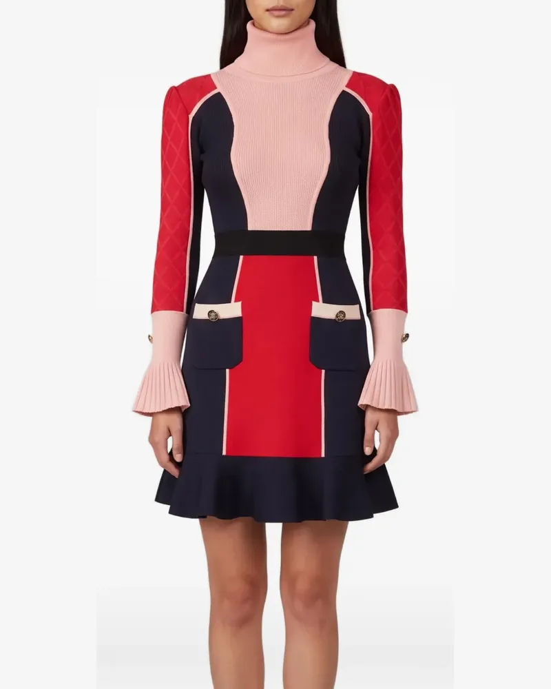 Elisabetta Franchi colour-block knit mini dress - Schwarz Schwarz