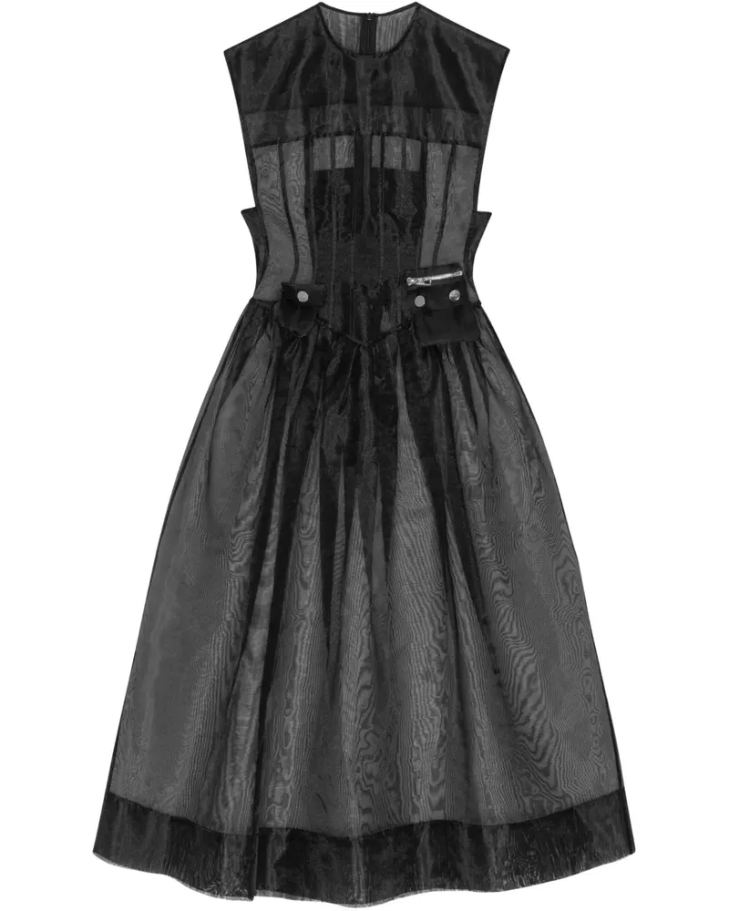 Ganni Klassisches Sheer-Kleid - Schwarz Schwarz