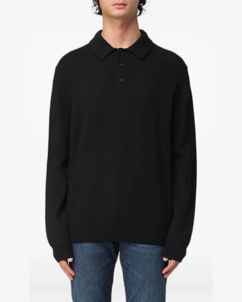 Emporio Armani long-sleeve knitted polo shirt - Schwarz Schwarz