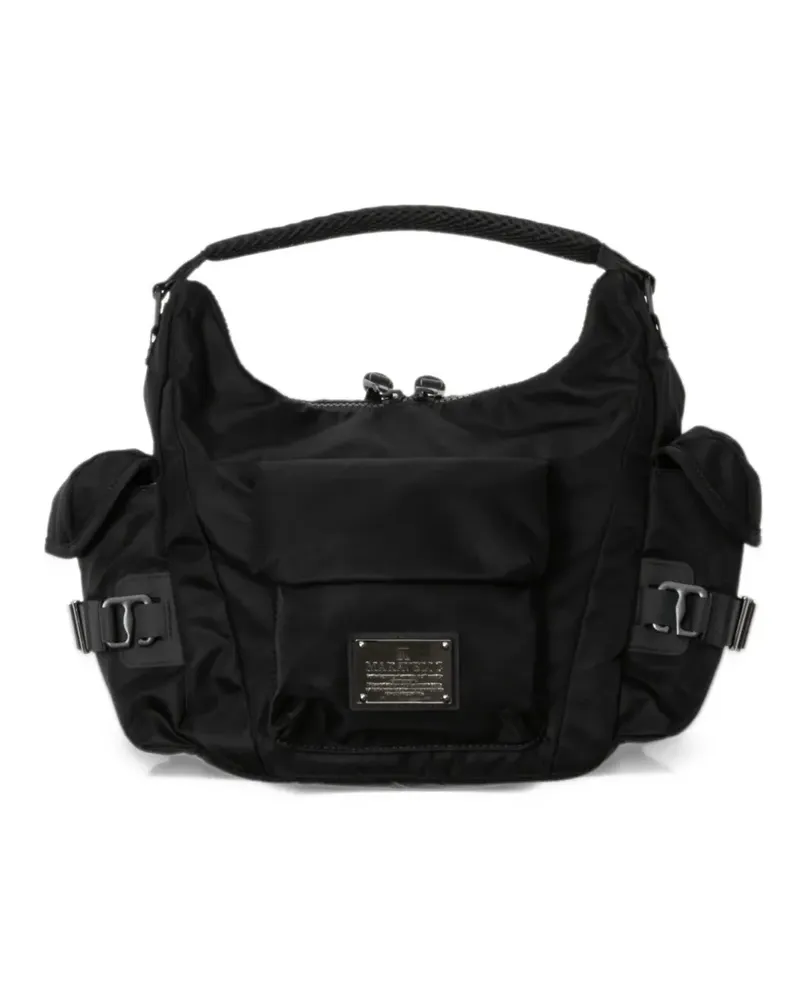 Makavelic Schultertasche mit Logo-Schild - Schwarz Schwarz
