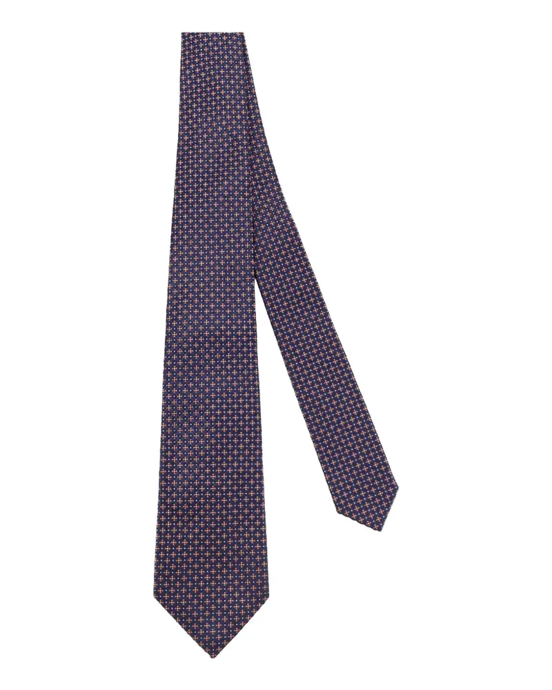 Kiton geometric-pattern tie - Blau Blau
