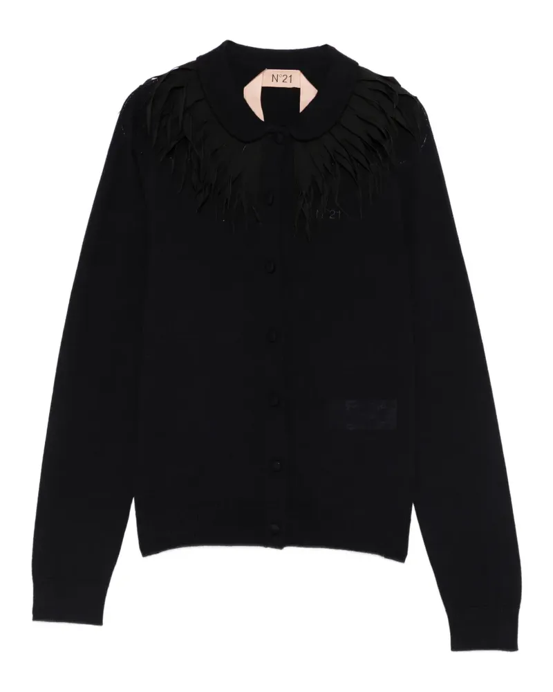 N° 21 Gestrickter Cardigan mit Kragen - Blau Blau