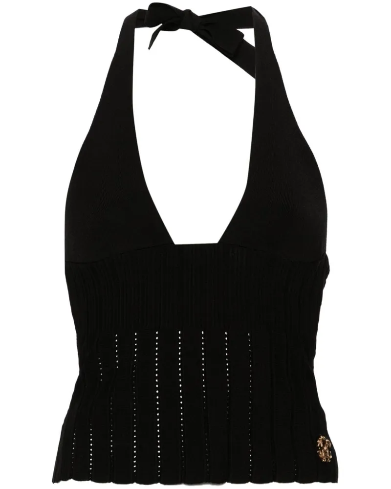 Roberto Cavalli Cropped-Top mit V-Ausschnitt - Schwarz Schwarz
