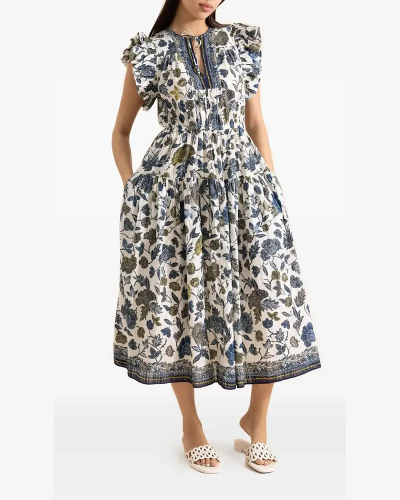 Ulla Johnson Kairi flutter sleeve midi dress - Weiß Weiß