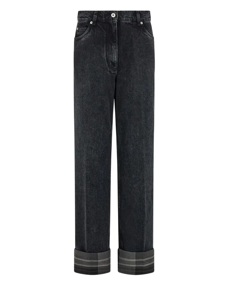 Ferragamo Straight-Leg-Jeans mit Schottenkaro - Schwarz Schwarz