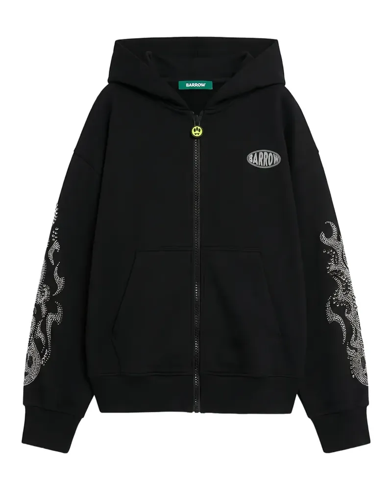 BARROW rhinestone-embellished logo-patch hoodie - Schwarz Schwarz