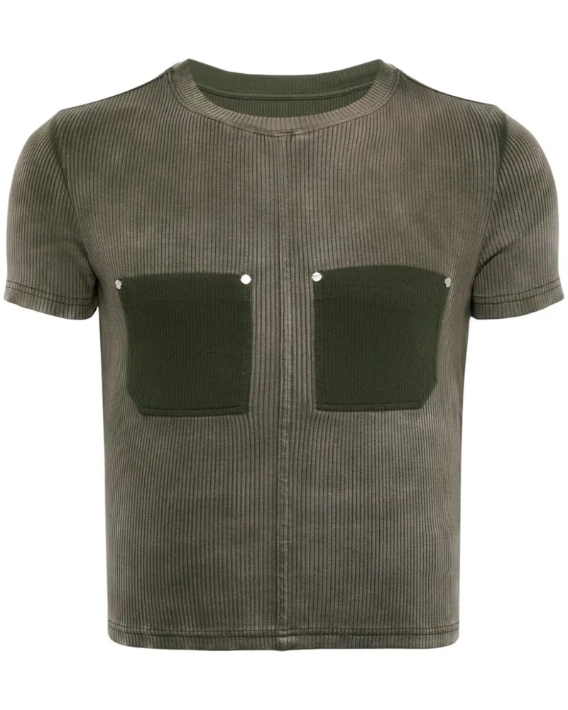 Dion Lee T-Shirt aus geripptem Strick - Grün Grün