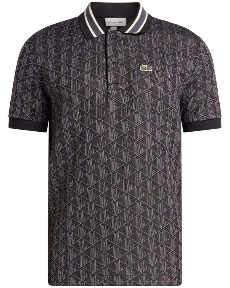 Lacoste Poloshirt aus Monogramm-Jacquard - Schwarz Schwarz