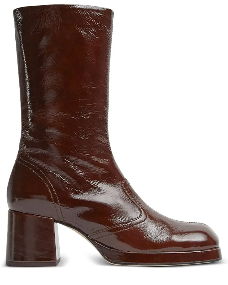 Miista Cass Stiefel aus Lackleder mit eckiger Kappe - Braun Braun