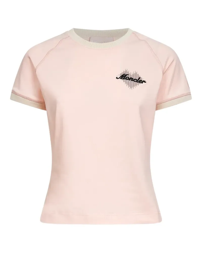 Moncler heart-print ribbed T-shirt - Rosa Rosa