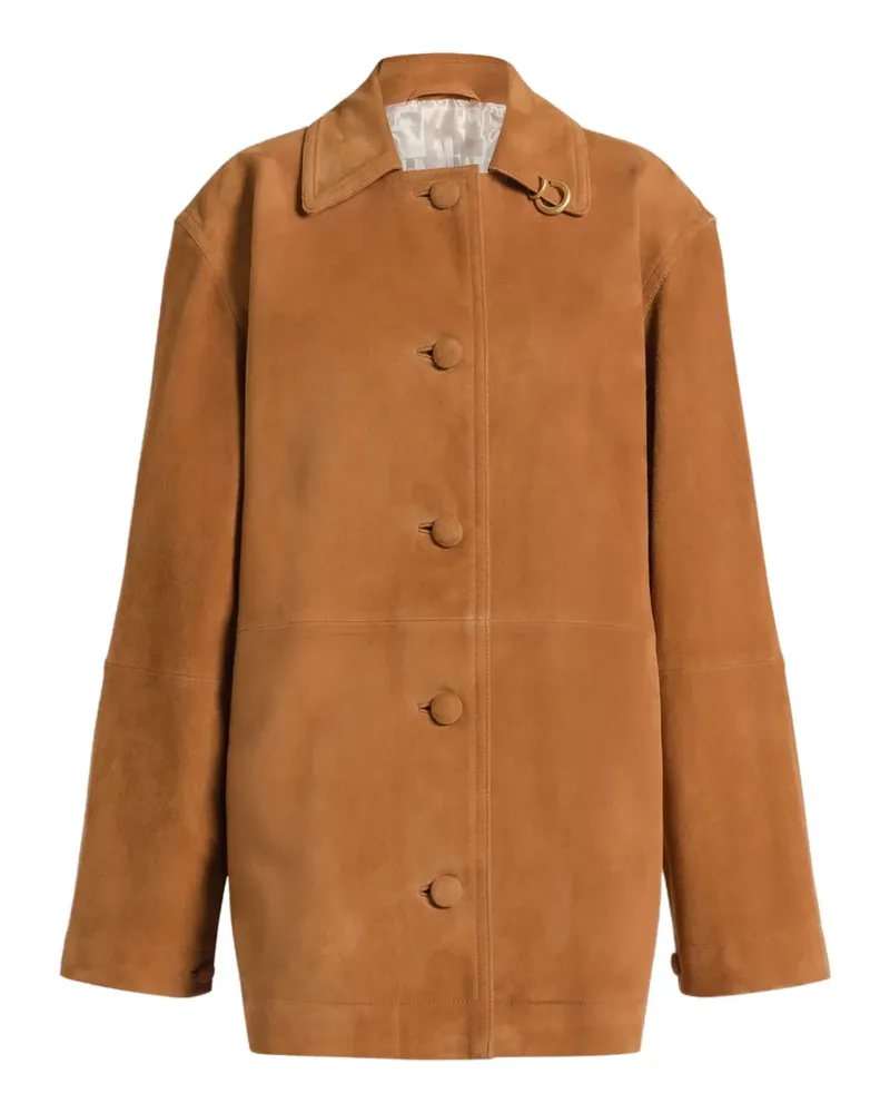 Alberta Ferretti Geknöpfte Jacke aus Ziegenleder - Braun Braun