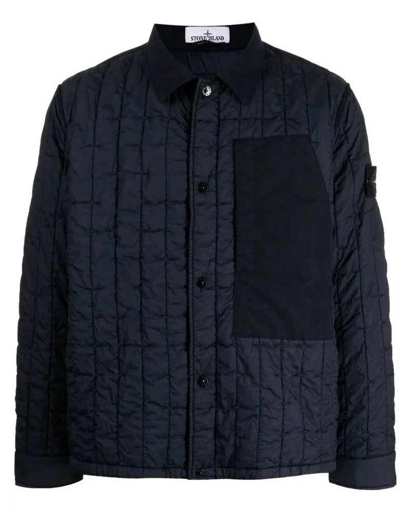 Stone Island Gesteppte Jacke mit Kompass-Patch - Blau Blau